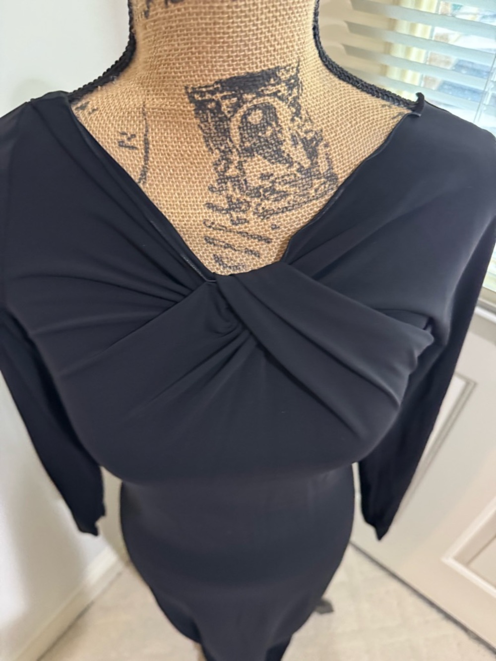 Armani Collezioni Black Long-Sleeve Twist-Neck Maxi Dress size 8 - Picture 2 of 10